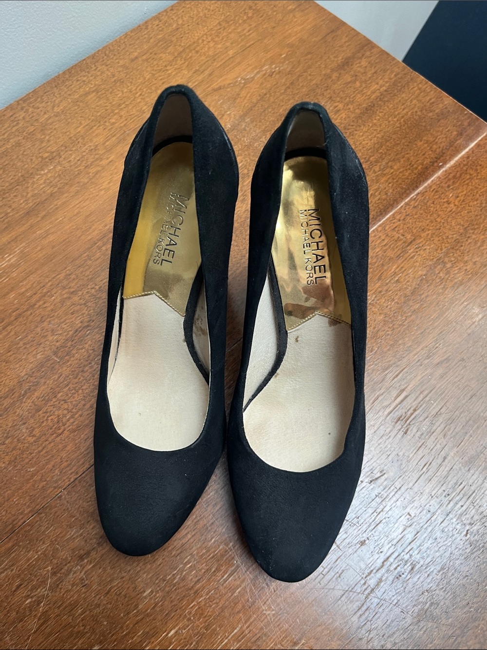 Michael Kors Black Suede Round-Toe Heels